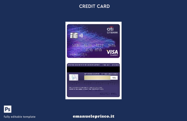 modello di carta classica per visto Hong Kong Citibank in stile verificato